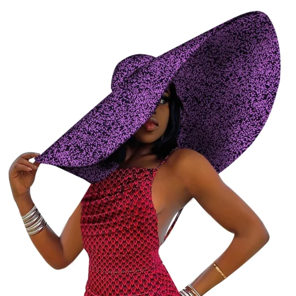 African Women Hat Summer Beach Hats Large Brim Sun Protection Fashion Ankara Cap Hat Customized Product - Image 5