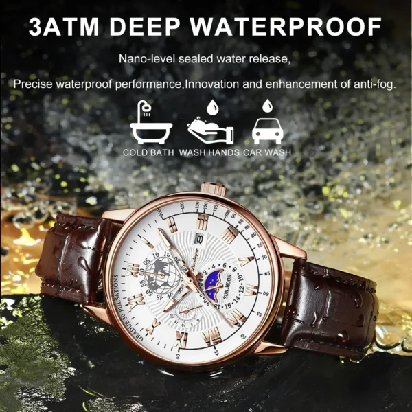 Fashion Wristwatch For Men Luminous Chronograph Date Man Watch Leather Luxury Men's Quartz Watches Sports Male Clock - Image 6