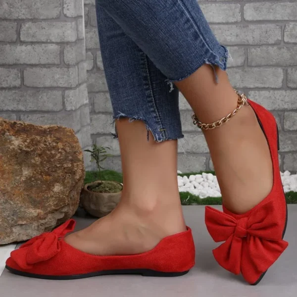 Women Flats Bow Pointed Toe Shoes Female Suede Walking Dress Shoes Spring Fashion Casual Sandals Shallow Zapatillas Mujer - Image 2