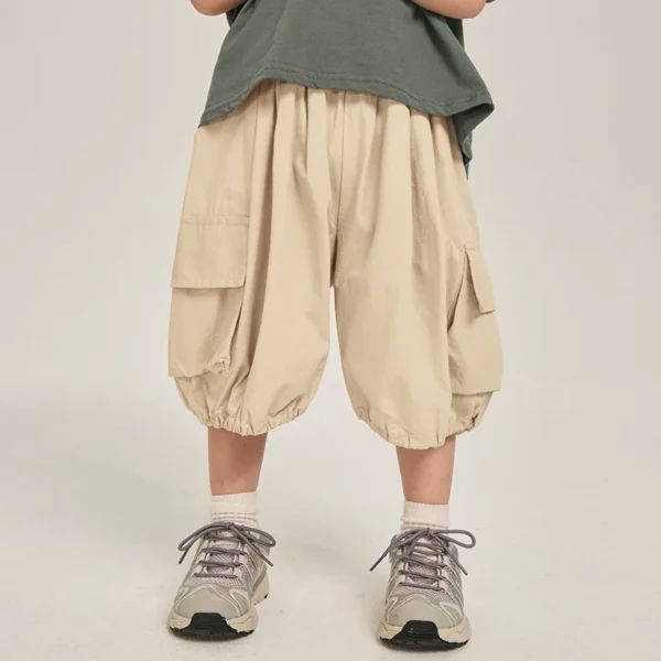 Boys' Shorts for Outerwear, Children's Summer Workwear Pants, Korean Version Loose Casual Mid Length Trousers - Image 4