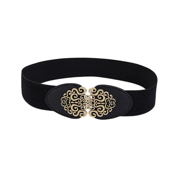 Korean Fashion Ladies Decorated Elastic Wide Belt Buckle Dress Sweater Sweater Waist Belt for Woman - Image 3