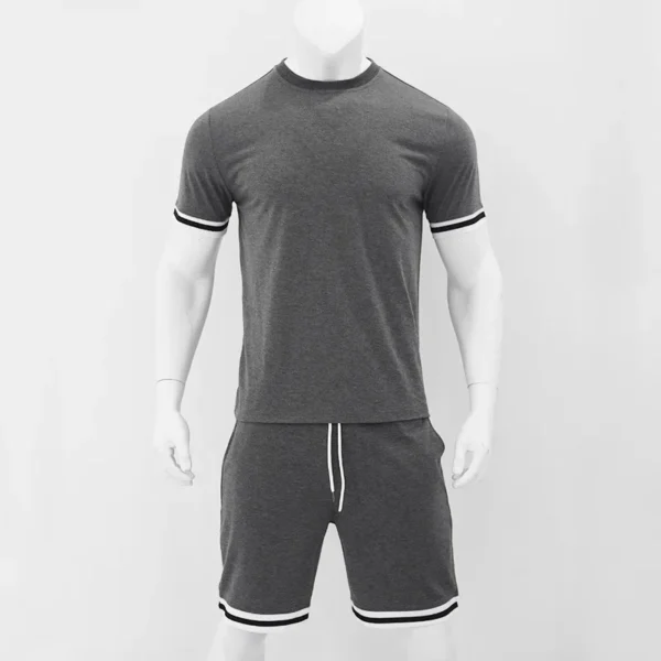Men Casual 2-piece Set Outdoor Fashion O-Neck Short Sleeve T-shirt Elastic Waist Shorts Breathable High Street Sports Wear - Image 5