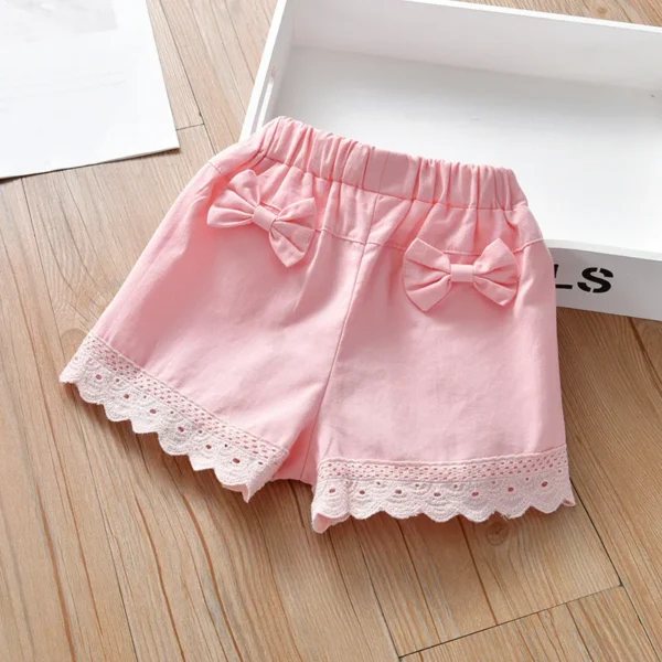 2024 summer thin girls' shorts baby casual versatile shorts butterfly lace Korean version foreign style children's outer wear - Image 3