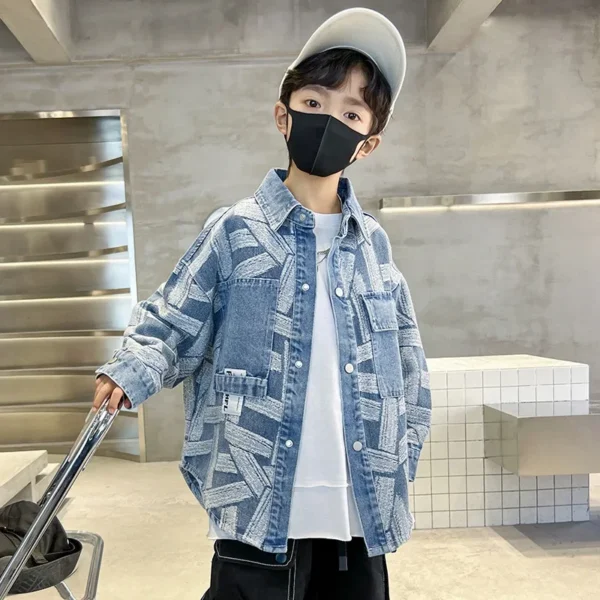 New Boys Spring Denim Jacket Kids Autumn Plaid Denim Coat Cotton Windbreak Outerwear Children Jacket Teens Clothes 8 10 12 14 Y - Image 6