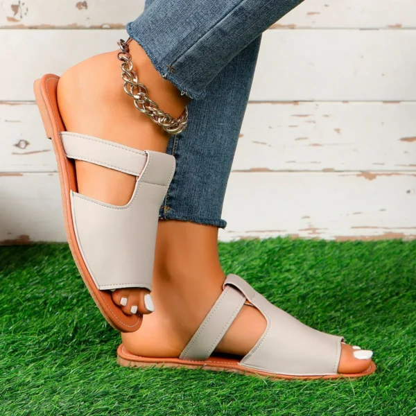 2025 spring/summer fashion new large size women flat small sandals temu solid color beach sandals - Image 3