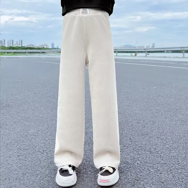 2024 Girls Playwear Children Loose Fashion Sweatpants Kids Trousers Teenager Soft Korean Jogger Casual Black White Pants 4-14Y - Image 4