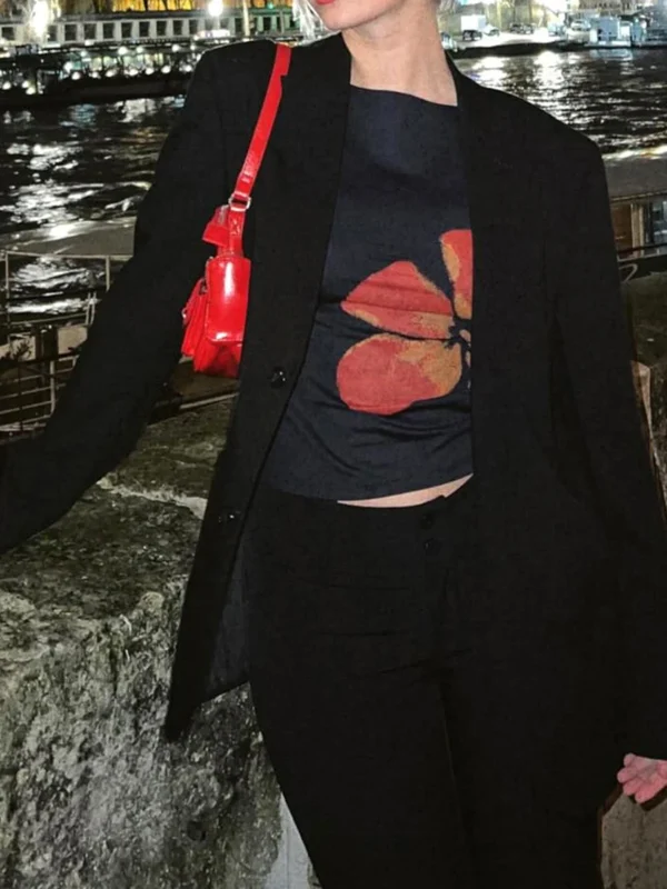 Women Y2k Graphic Baby Tee Long Sleeve Printed Crop Top Teen Girls Slim Fit Aesthetic Flower Shirt Streetwear - Image 6