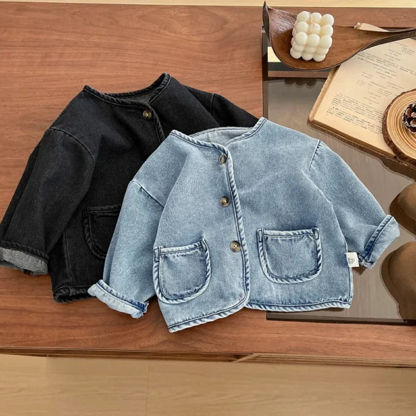 Spring Kids Denim Coats 2025 New Girls Boys Casual Long Sleeve Cardigans Jean Jackets Tops Baby Children Clothes Outerwear - Image 4