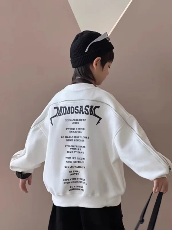 Boys' hoodie Spring and Autumn new style Children's long sleeved loose letter T-shirt Korean version pullover 2024 boys' top - Image 3