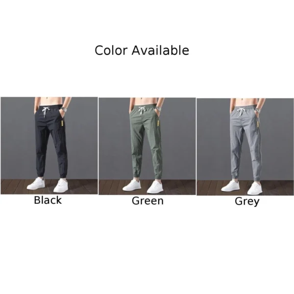 Trousers Men Pants Lace-up Loose M-4XL Solid Color Spring Straight Sweat Thin Suits Elastic Going Out Shopping - Image 3