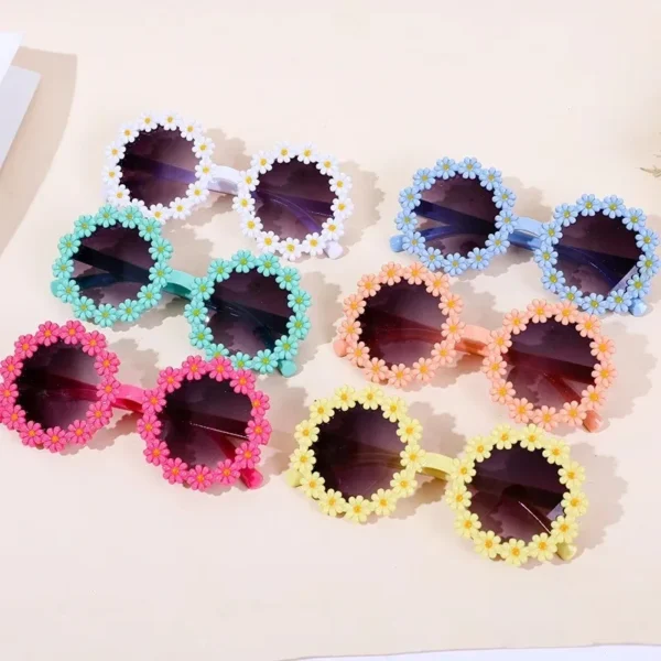 Acrylic Flower Outdoor Sun Protection Sunglasses Summer Children Cute Baby Girls Classic Sunglasses Kids Boy UV400 Sunglasses - Image 2