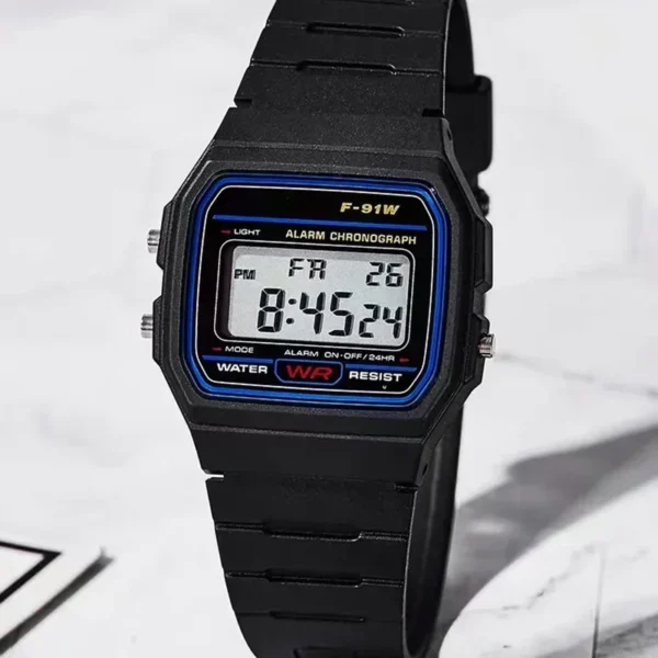 Classic Retro LED Electronic Watch Waterproof Sports Watch Women's F91W Silicone Strap Small Square Couple Sports Watch - Image 3