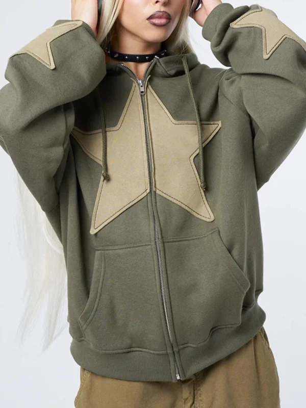 Teen girl's Star Green Zip Up Hoodie - Image 3