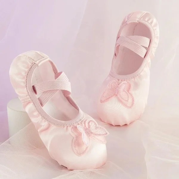 Children Girls Woman Canvas Butterfly Knots Soft Sole Ballet Slippers Practise Ballerina Dance Shoes - Image 2