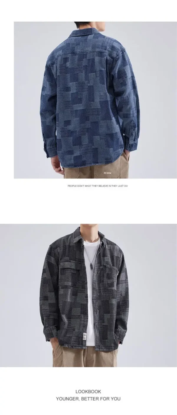 Workwear loose casual long sleeved shirt denim couple shirt jacket - Image 3