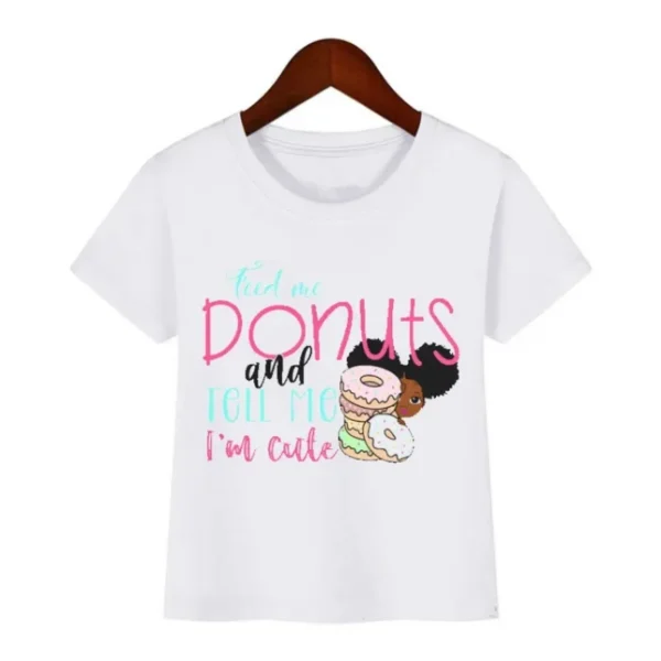 Summer I'm Cute Little Melanin Princess Print Graphic Tees Black Girl T-shirt Top Kids Teens Children's Clothes - Image 4