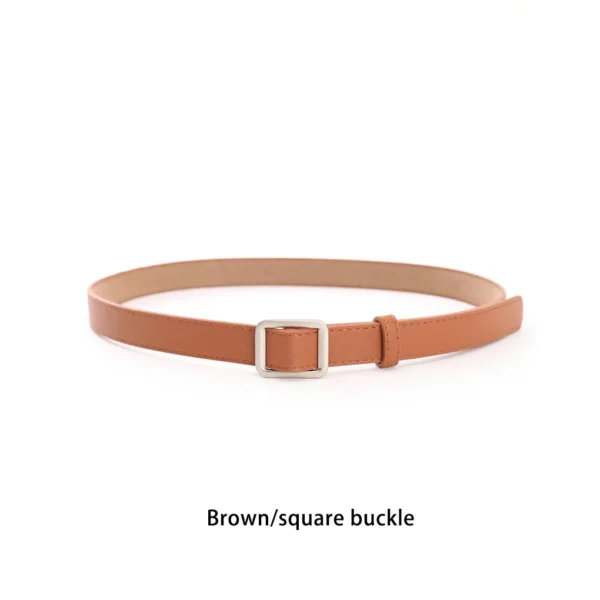 Women Round No-hole Buckle Leather Jeans Belt Fashionable PU Simple - Image 5