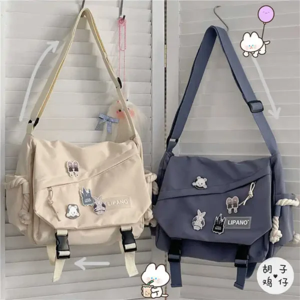 Japanese Simple Messenger Bag Korean Bag Student Nylon Waterproof Canvas Bag Crossbody Bags for Women Satchels - Image 2