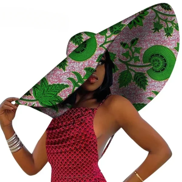 African Women Hat Summer Beach Hats Large Brim Sun Protection Fashion Ankara Cap Hat Customized Product - Image 3