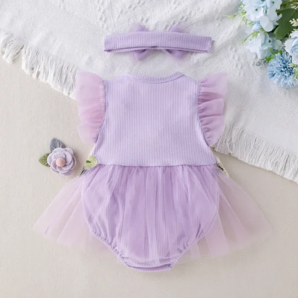 Newborn Romer Baby Girl Outfit Set Newborn Photography Romper Flower Toddler Infant Baby Clothes 3 6 9 Baby Romper Dress - Image 4