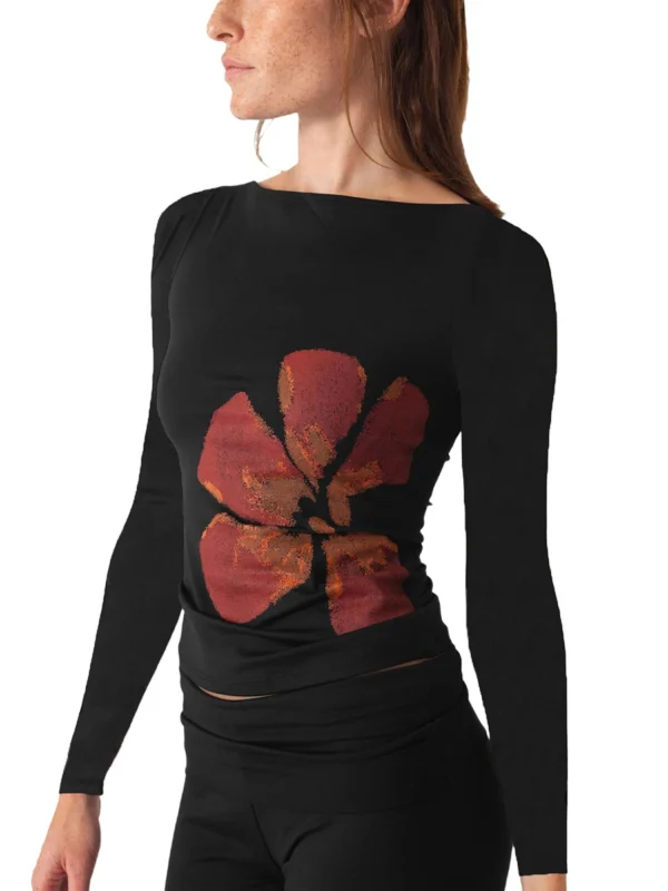Women Y2k Graphic Baby Tee Long Sleeve Printed Crop Top Teen Girls Slim Fit Aesthetic Flower Shirt Streetwear - Image 3