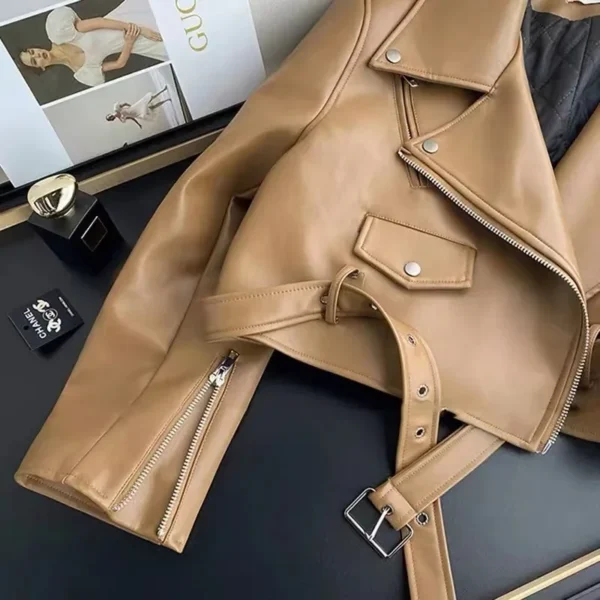 Korean Style Spring Autumn Girls Coats Solid Zipper Jackets with Detachable Waistband Turndown Collar Outwears Kids Clothes - Image 3