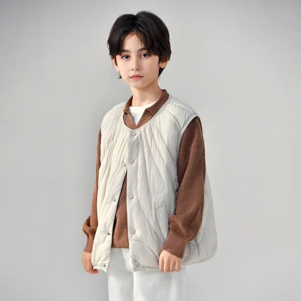Kids Down Winter Ultra Light O-Neck Boys Girls Puffer Waistcoat Children Sleeveless Lining Jackets - Image 2