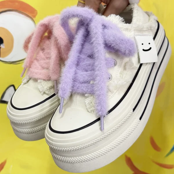 Cute Fancy Plush Shoelaces Creative DIY Decorative Ropes for Canvas Shoes for German Army Trainers Women Children