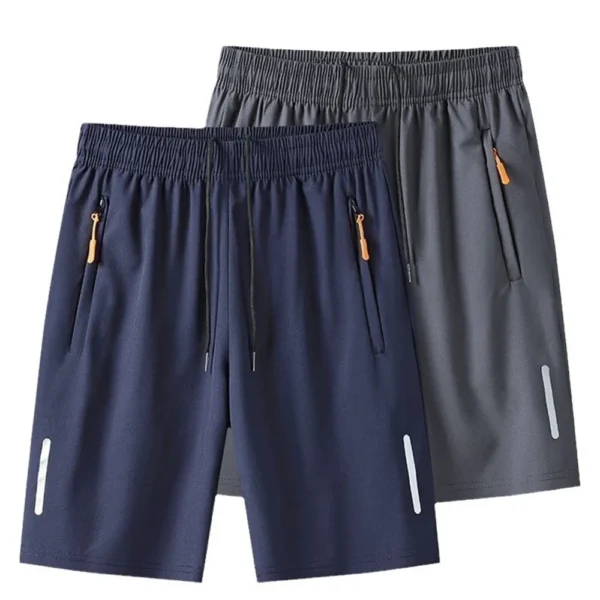 Ice Silk Jogging Beach Gym Shorts For Sports Fitness Men Summer Ultra-thin Casual Shorts Quick Dry Zipper Loose Pants Sweatpant - Image 2