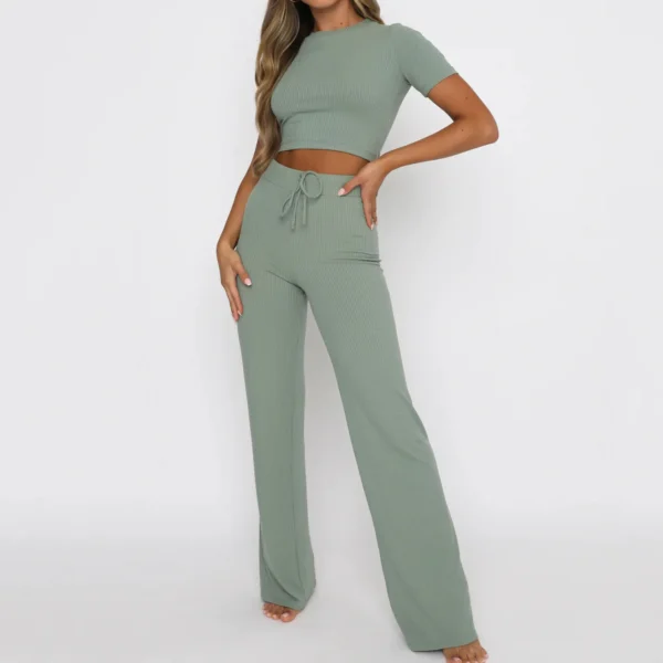 Tracksuit Two Piece Women Summer Pants Set Dashiki African Spring Spring Short Sleeve Top Y2k Pants Set Party Suit Matching Sets - Image 4