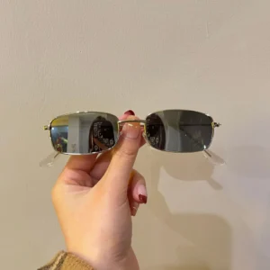 Metal Small Square Men Silver Black Narrow Frame Sunglasses - silver