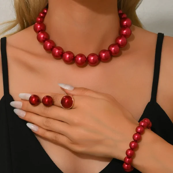 Women'S Pearl Jewelry Set Fashion Simulated Pearls Versatile Earrings Necklaces Bracelets Jewelry Set Gift - Image 2