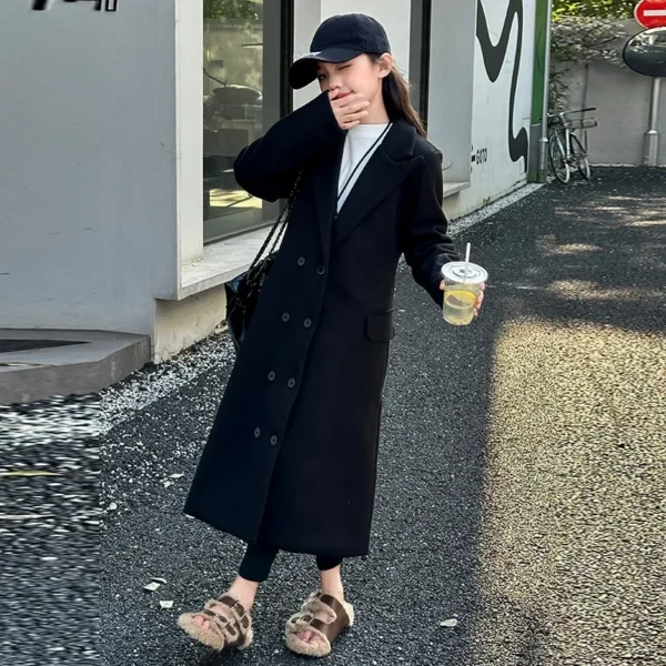 winter Thicken cotton teen Girls long Woolen Overcoat Double breasted cotton Windbreak jacket warm coat School Child Clothes 14 - Image 3