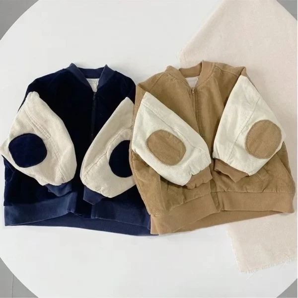 Child Bomber Coat Blazer Outwear Spring Autumn Patched Baby Clothes 6M-12Y Fashion Baby Girl Boy Corduroy Jacket Toddle Infant - Image 2