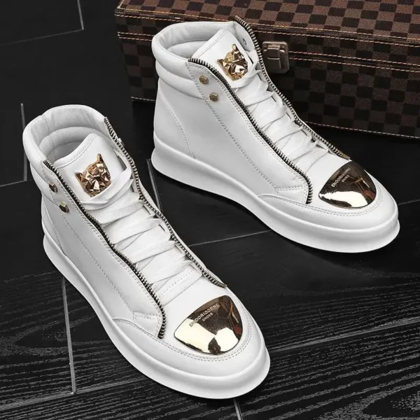 Designer Men Shoes New Fashion High Top Men's Sneakers Men Flat Casual Sneakers Zipper Street Hip Hop Shoes Men Superstar Shoes - Image 2