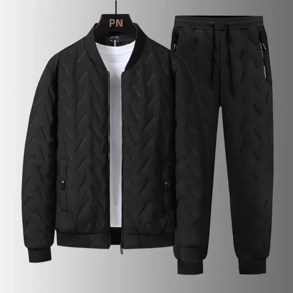 Men's Puffer Cotton-padded Sets Korean Style Thicker Cotton Jacket +Lamb Fleece Pants 2 Piece Suits Men's Winter Warm Sets - Image 3