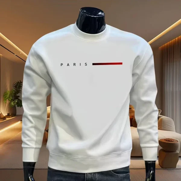 Casual Fashion Men's O-Neck Hoodies High Grade Spring Autumn Warm Soft Long Sleeved T-shirts - Image 2