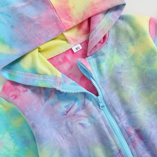 Toddler Baby Girls Zip Up Hoodies Jacket Tie-Dye Print Hooded Long Sleeve Baby Coat Fall Winter Infant Clothes Outerwear - Image 4