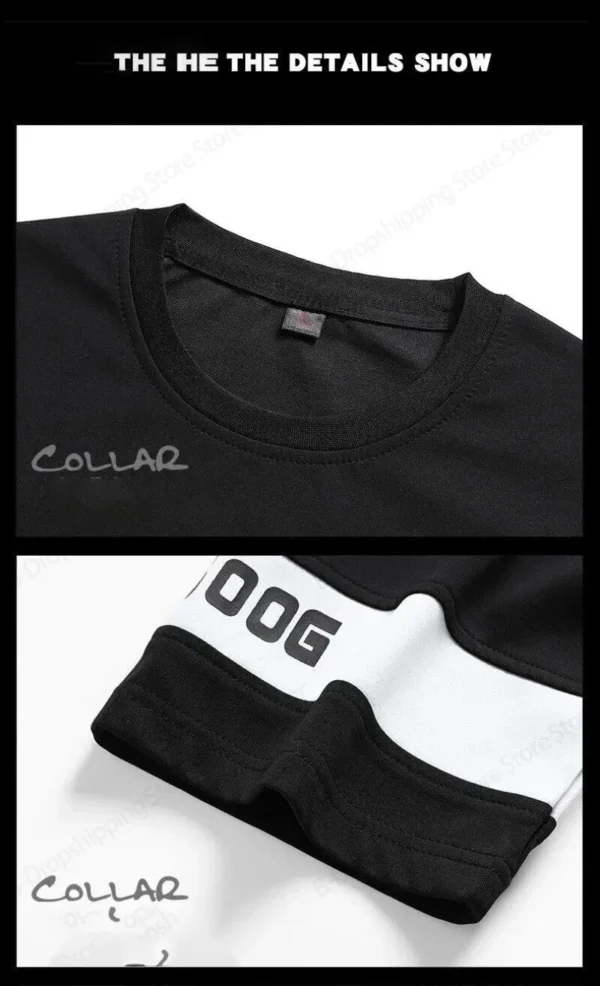 Men's Casual Short Sleeve T-shirt + Short 2 Piece Set Black White Letter 3D Print Suit - Image 5