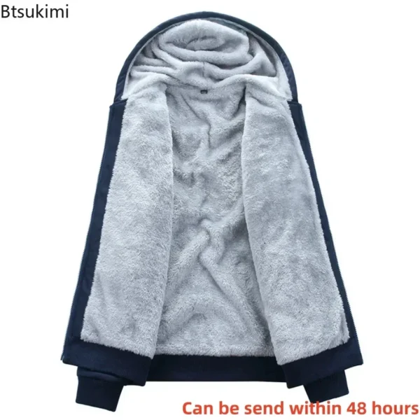 2025 Men's Thicken Warm Tracksuit Set Cardigan Fleece Hood Jacket+Pants Sweatshirts Male 2 Piece Sets Hoodies Suit Coat Big Size - Image 6