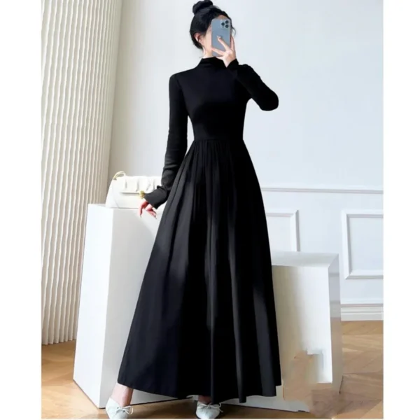 2024 New Slim Long Sleeve Elegant Dress Autumn Winter Thin Casual Temperament Pullovers Women's Clothing Office Lady Simplicity - Image 4