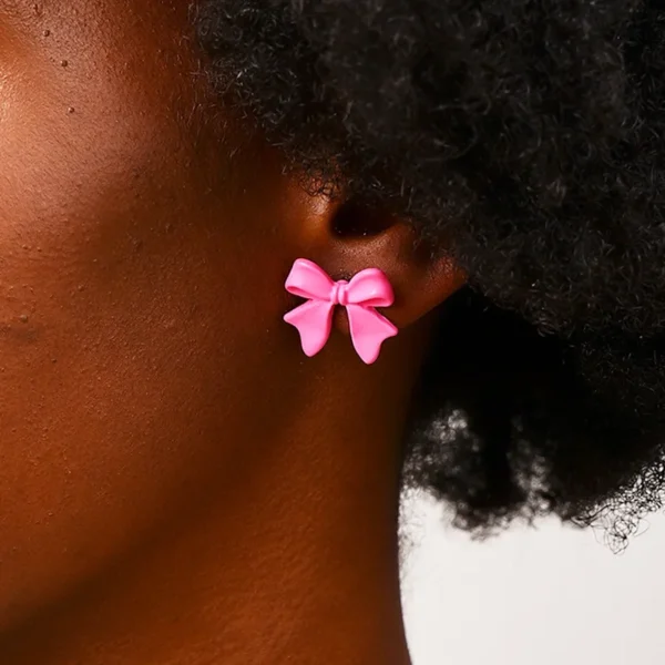 Sweet Girl Romantic Pink Bow Knot Earrings for Women Fashion Jewelry Gifts - Image 2