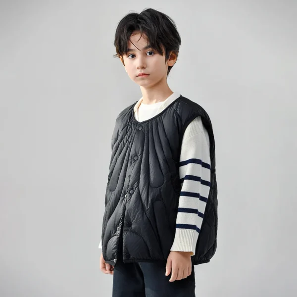 Kids Down Winter Ultra Light O-Neck Boys Girls Puffer Waistcoat Children Sleeveless Lining Jackets - Image 4