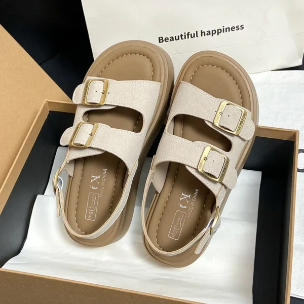 CRLAYDK Women's Sandals Comfort Platform Adjustable Double Strap Shoes Open Toe Walking Casual Buckle Beach Dressy Slippers - Image 2