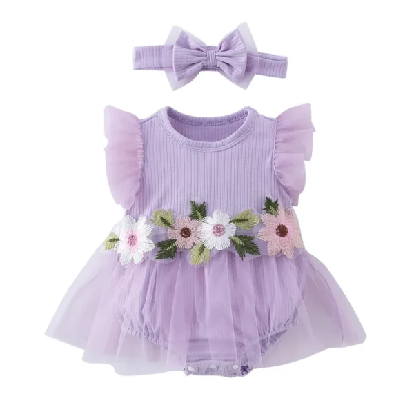 Newborn Romer Baby Girl Outfit Set Newborn Photography Romper Flower Toddler Infant Baby Clothes 3 6 9 Baby Romper Dress - Image 6