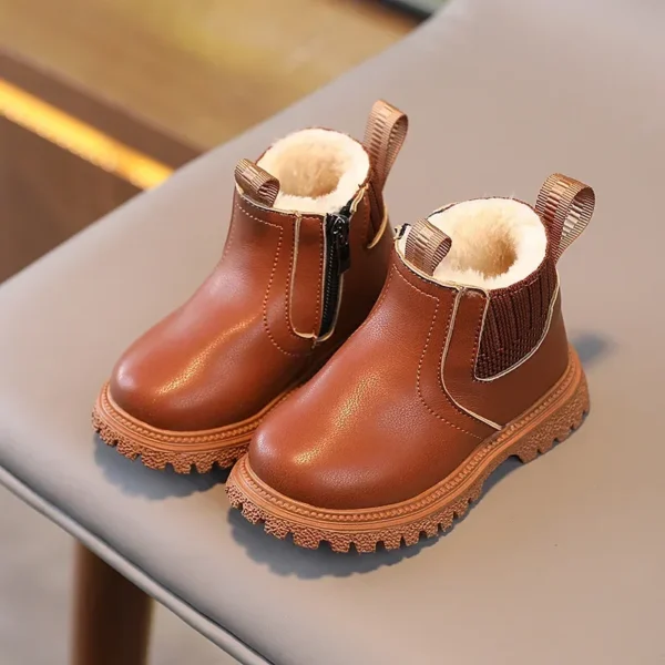 Winter Simple Kid's Boot Warm Toddler Boots Girl Trend British Style Children Fashion Boys Causal Cotton Boots Ankle Versatile - Image 3