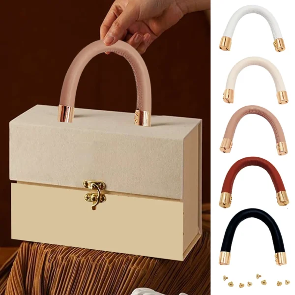 Fashion Short Handbag Handles Alloy+PU Leather Replacement Strap For Gift Boxes Women Tote Bag Handles Femlae Bag Accessories