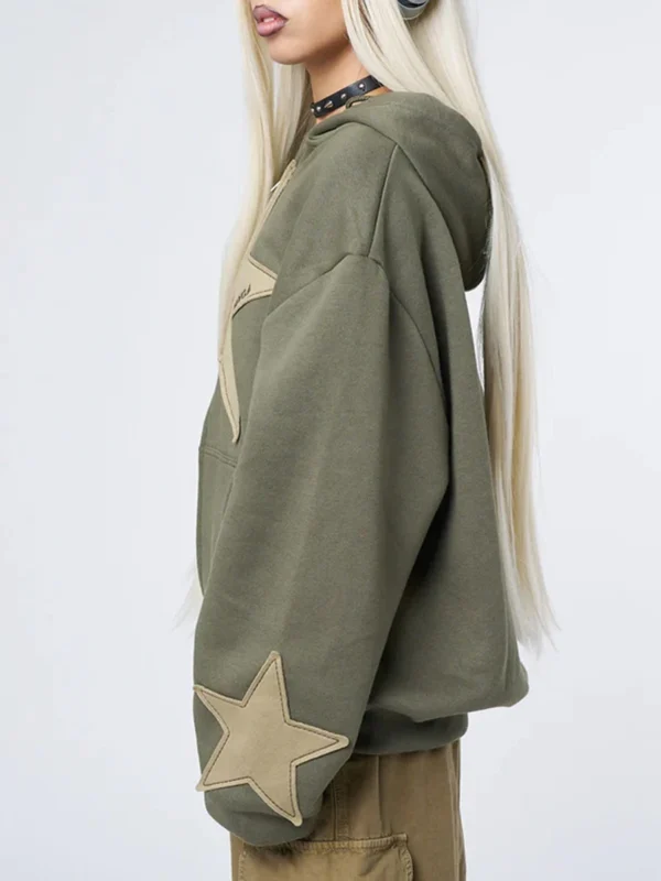 Teen girl's Star Green Zip Up Hoodie - Image 2