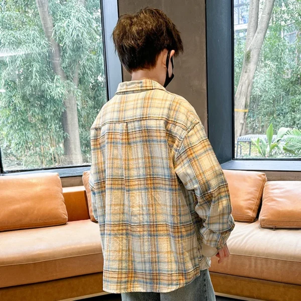 Kids Fashion Classic Plaid Shirt With Pocket for Boy Casual Blouse Teen Child Top New Spring Long Sleeve Baby Boy Clothes Outfit - Image 2