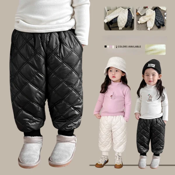 Warm Trousers For Kids Plus Velvet Toddler Sweatpants Boys and Girls Cargo Pant - Image 2